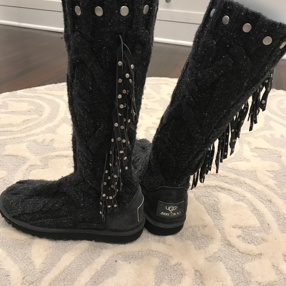 Jimmy choo for ugg Siobhan knit fringe boots